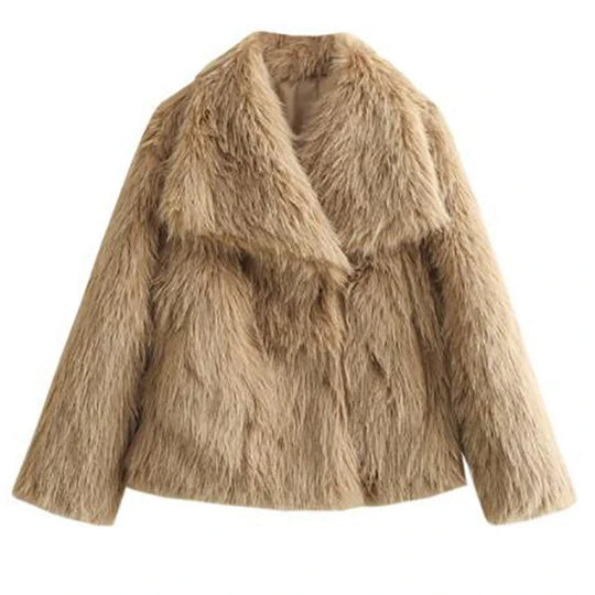 Dame Jakke Kort Fluffy Stil Moderne Design 8