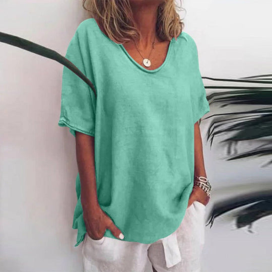 Dame Loose Fit Top Rund Hals Letvægts Stoffe Toppe Damer 5