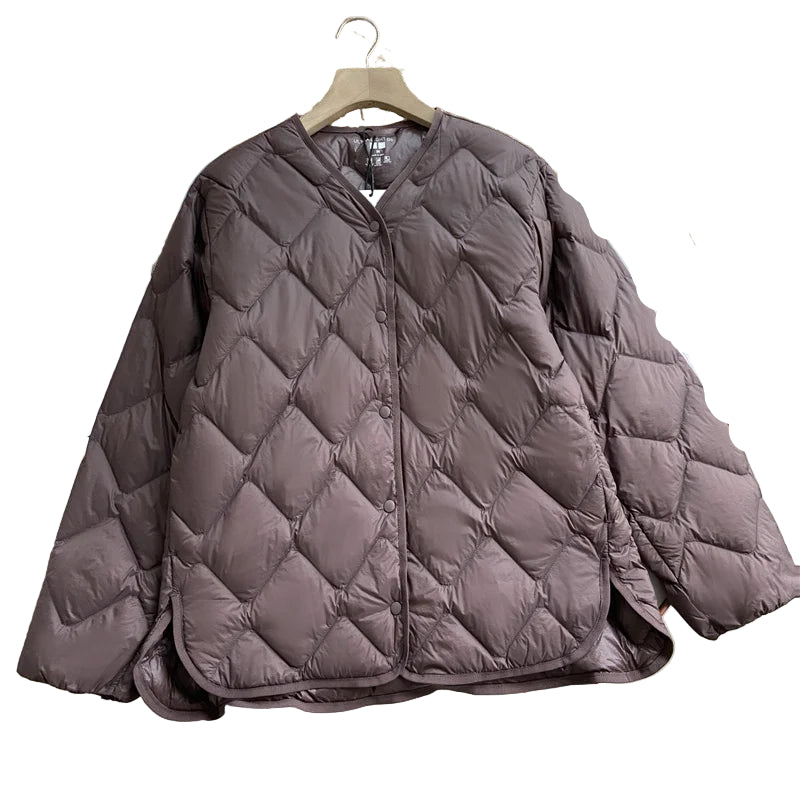 Dame Puffer Jakke Kraveløs Casual Løs Design 2