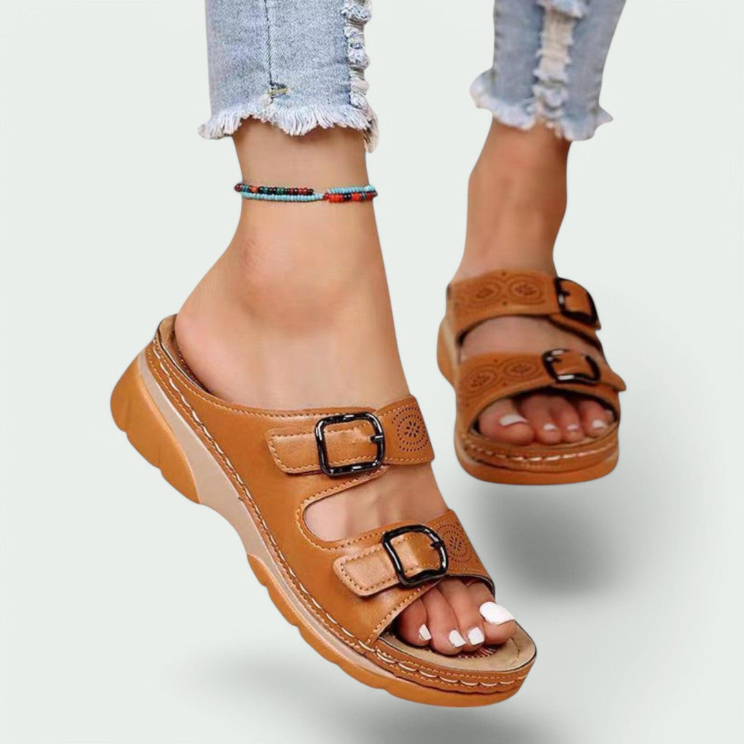 Dame Sandaler Justerbar Kunstlæder Bred Hæl 3