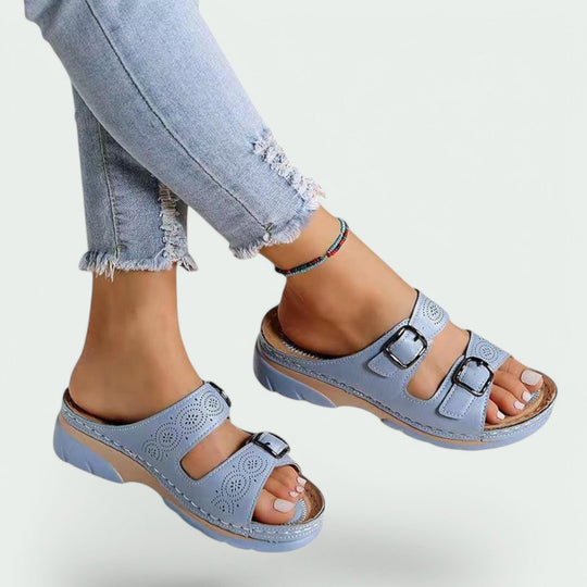 Dame Sandaler Justerbar Kunstlæder Bred Hæl 5