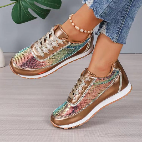 Dame Sneakers Glitrende Design Med Skridsikker Sål 4