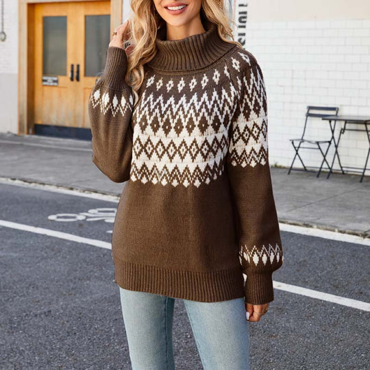Dame Strikket Sweater med Høj Krave 9