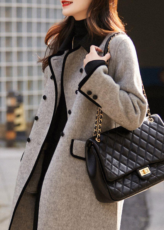 Dame Trench Coat Dobbeltbrystet Patchwork Stil 2