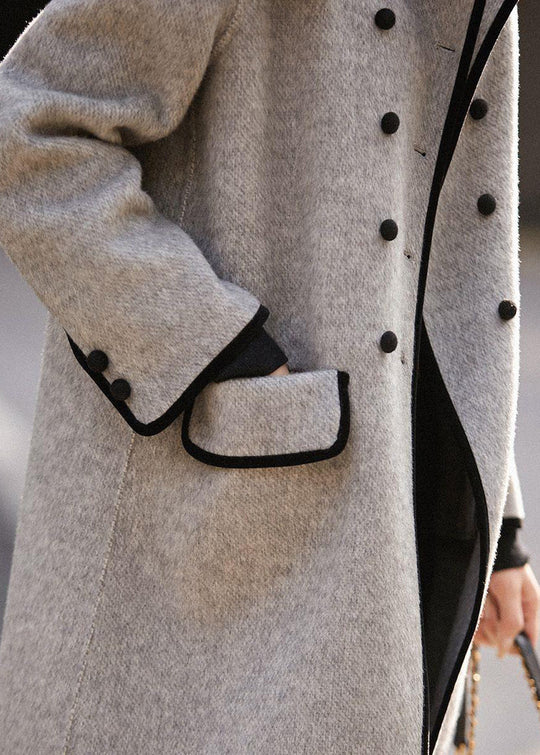 Dame Trench Coat Dobbeltbrystet Patchwork Stil 4