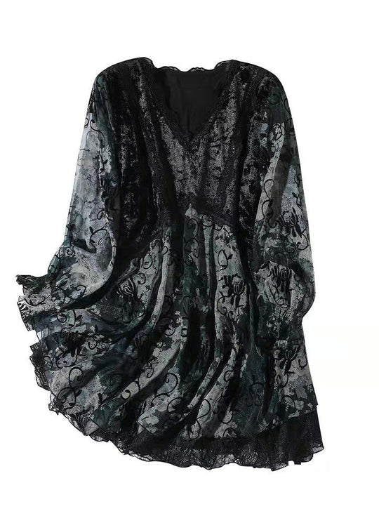 Dame V-hals Chiffon Top med Lange Ærmer 4