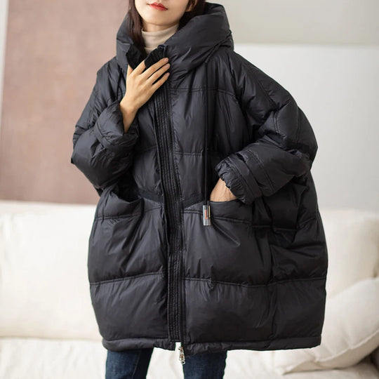 Dame Vinterjakke Oversize Puffer Med Hætte 2