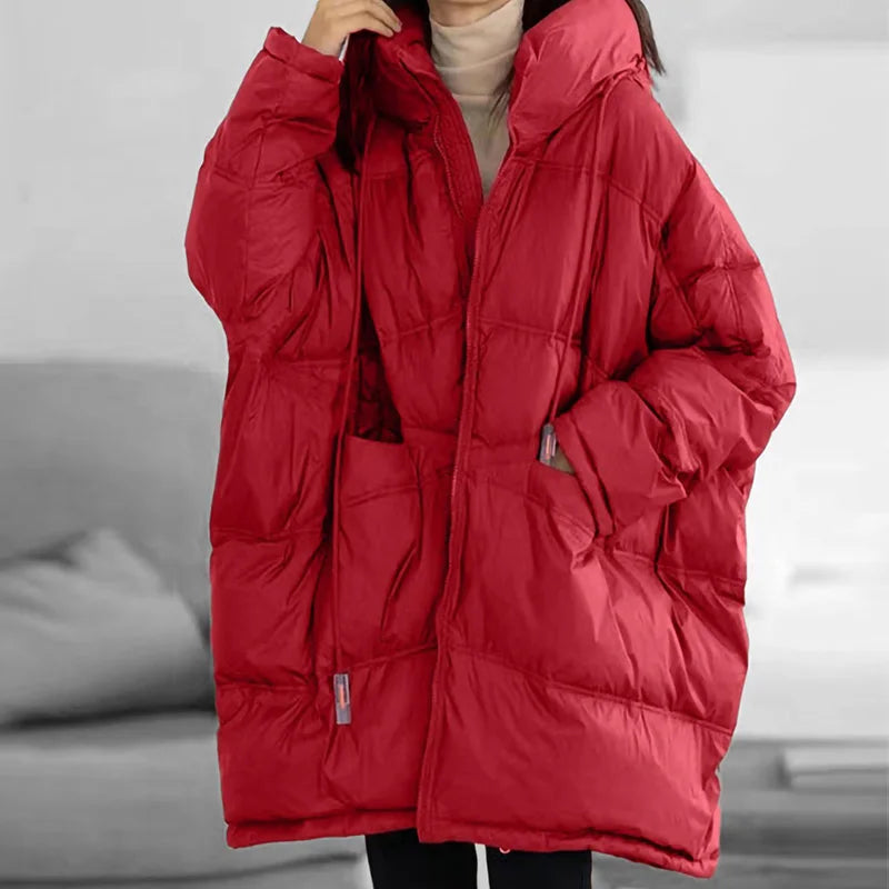 Dame Vinterjakke Oversize Puffer Med Hætte 8