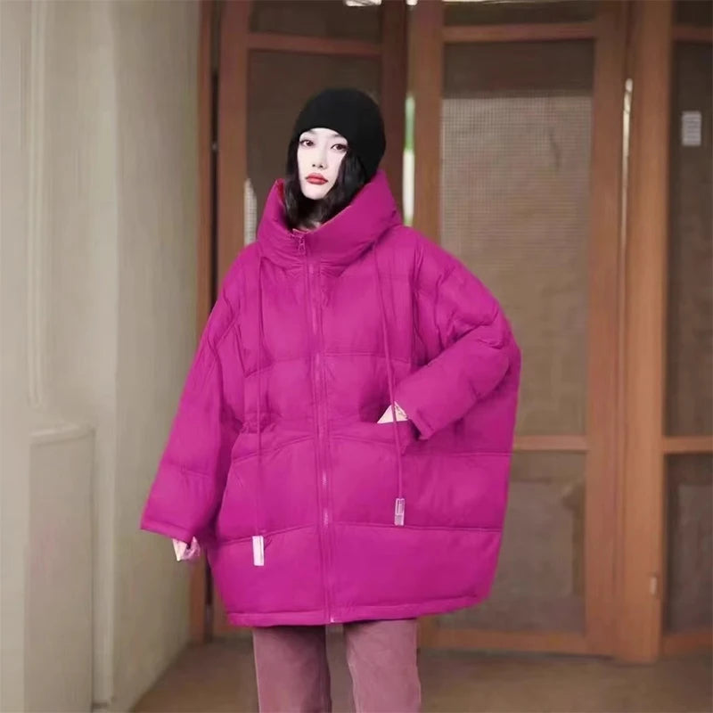 Dame Vinterjakke Oversize Puffer Med Hætte 9