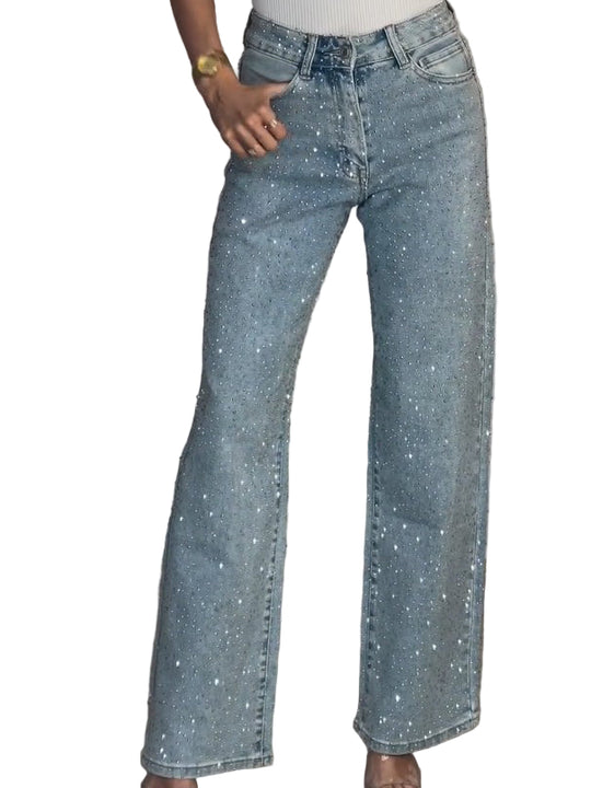 Damejeans med Høj Talje og Glitrende Detaljer 0
