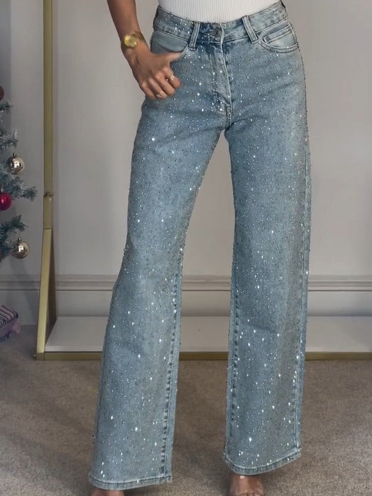 Damejeans med Høj Talje og Glitrende Detaljer 1