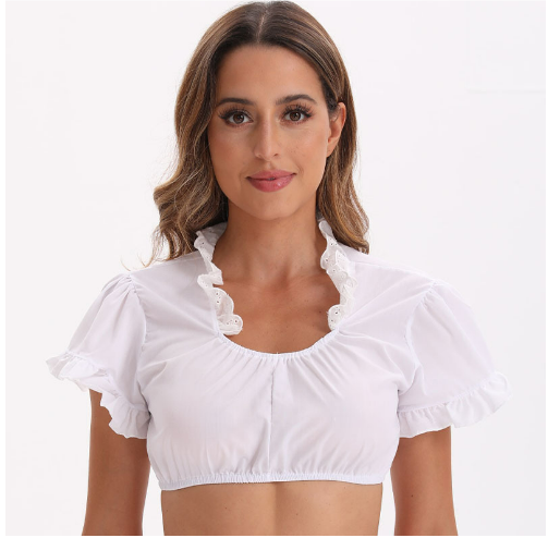 Damer Dirndlbluse Klassisk Design 100% Bomuld 2