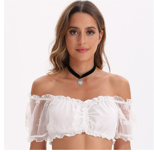 Damer Dirndlbluse Klassisk Design 100% Bomuld 4