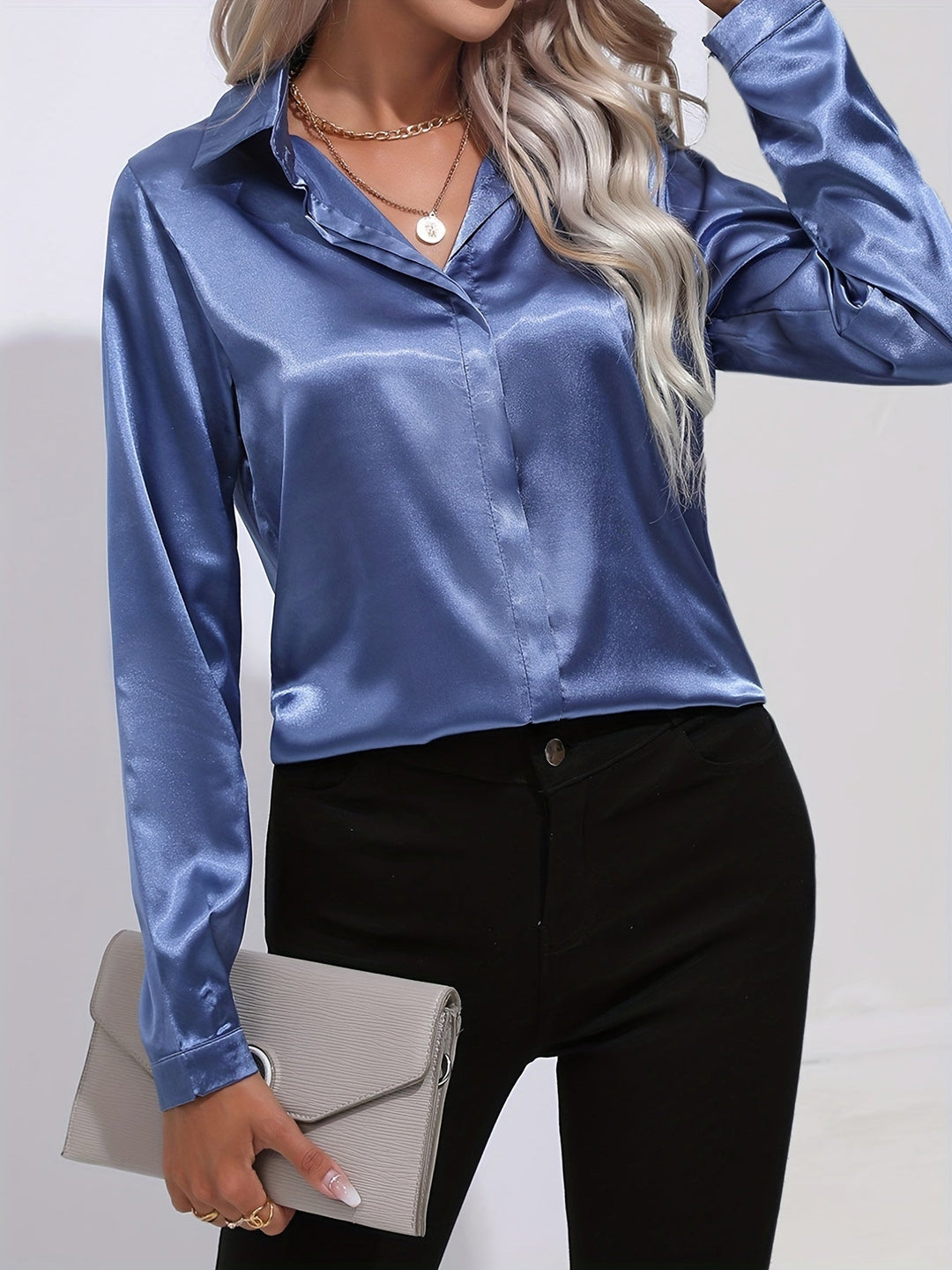Damer Klassisk Bluse Tidløs Design Blødt Stof 5