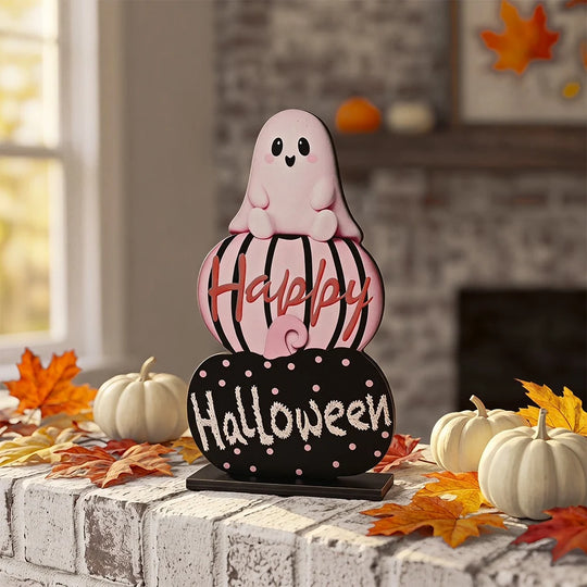 Dekorationsfigur med Stablede Græskar til Efterår og Halloween 4