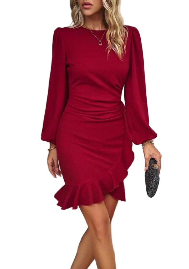 Festkjoler Damer Bodycon Kjole med Flæser til Fester og Aftenarrangementer 0