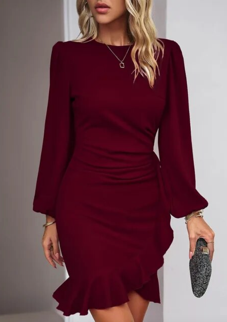Festkjoler Damer Bodycon Kjole med Flæser til Fester og Aftenarrangementer 5