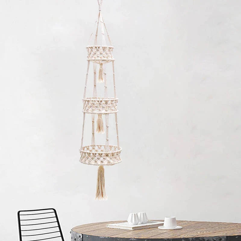 Hængende Planteholder Tre-lags Makramé Design 2