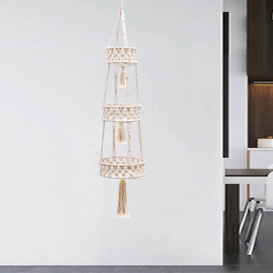 Hængende Planteholder Tre-lags Makramé Design 5