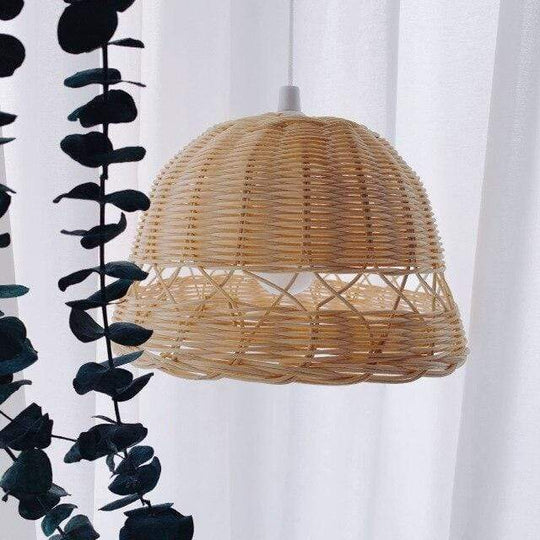 Håndvævet Rattan Loftslampe - Naturlig Hængende Belysning 0