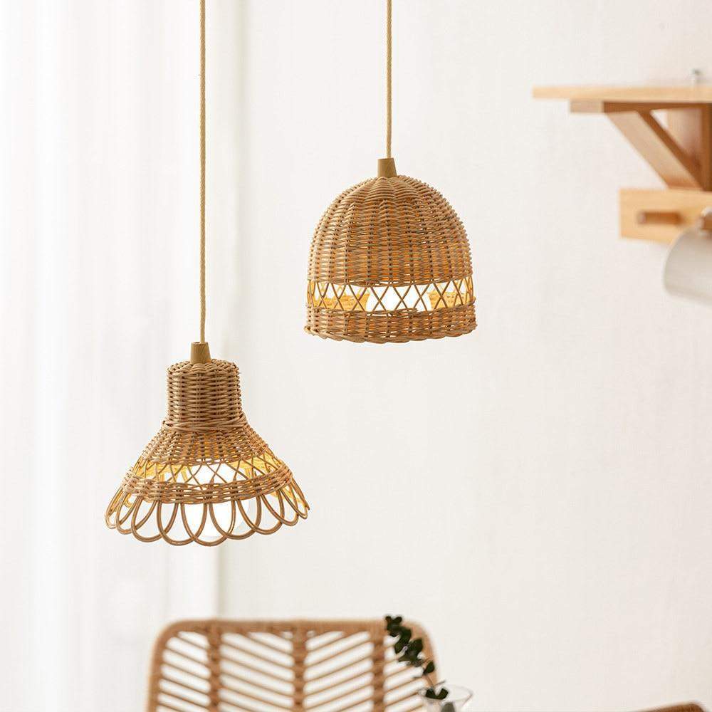 Håndvævet Rattan Loftslampe - Naturlig Hængende Belysning 2