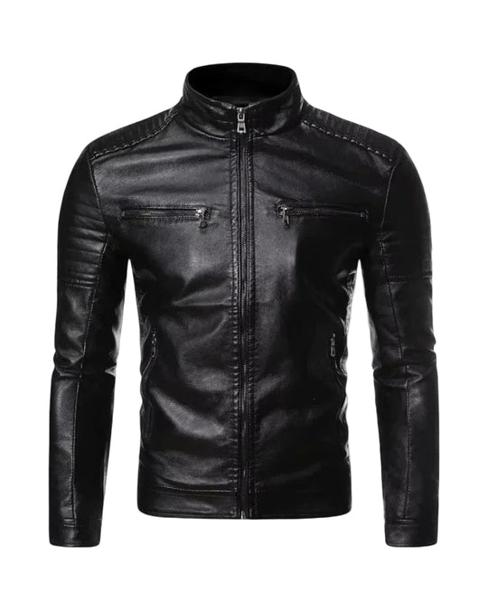 Herre Bikerjakke Slim Fit 0