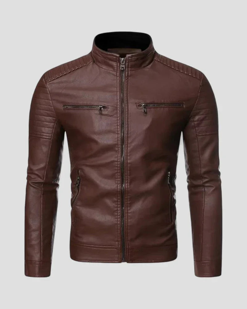 Herre Bikerjakke Slim Fit 1