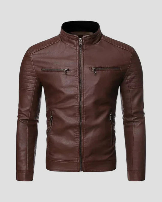 Herre Bikerjakke Slim Fit 1