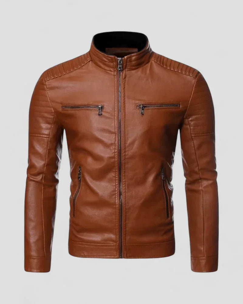 Herre Bikerjakke Slim Fit 2