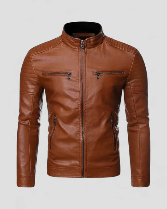 Herre Bikerjakke Slim Fit 2