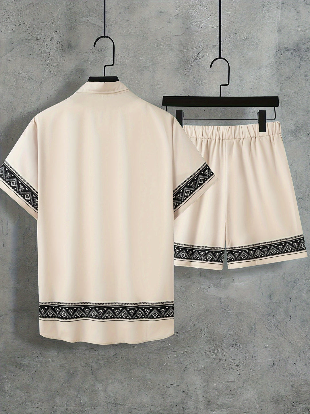 Herre Boho Sommer Sæt Todelt Skjorte og Shorts 7