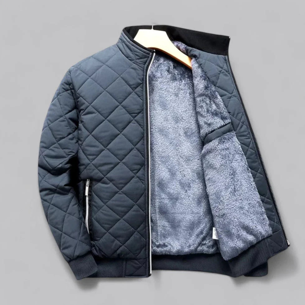 Herre Bomber Jakke Diamant-tekstureret Med Fleece-foring 5