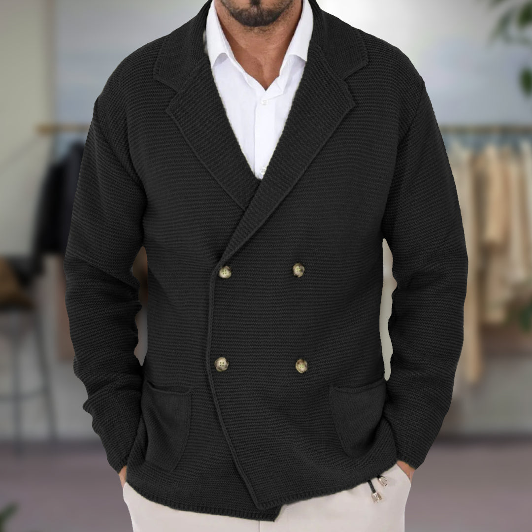 Herre Cardigan Dobbeltradet Blazer 4