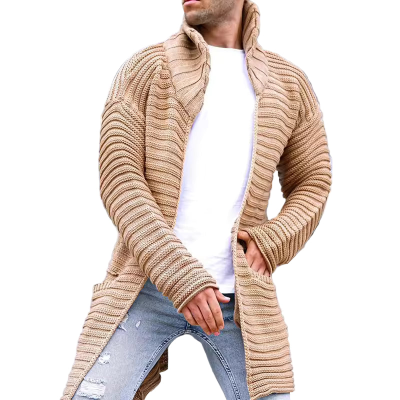 Herre Cardigan Oversized med Rullekrave til Mænd 0