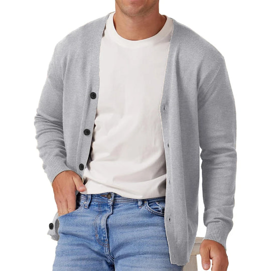 Herre Cardigan Strik V-Hals Langærmet Til Mænd Casual 2