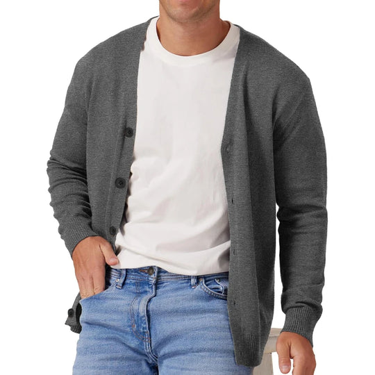 Herre Cardigan Strik V-Hals Langærmet Til Mænd Casual 4