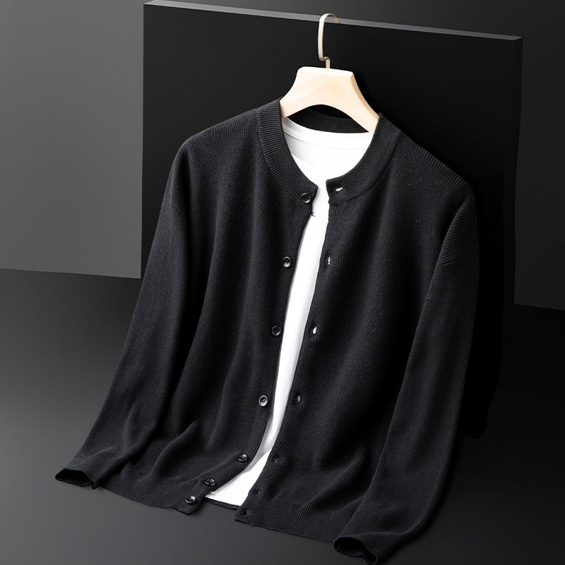 Herre Cardigan med Knaplukning og Ribkant 2