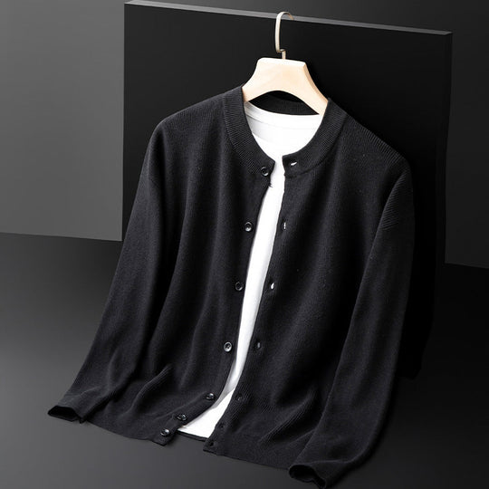 Herre Cardigan med Knaplukning og Ribkant 2