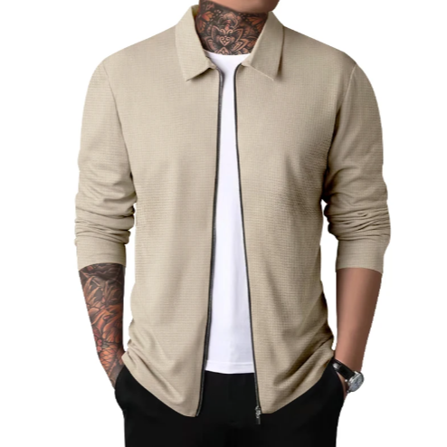 Herre Cardigan med Krave og Lynlås 0