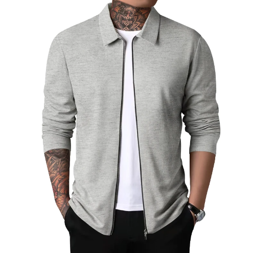 Herre Cardigan med Krave og Lynlås 4