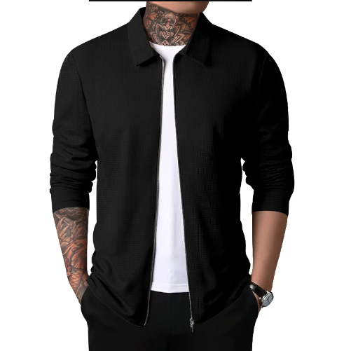 Herre Cardigan med Krave og Lynlås 5