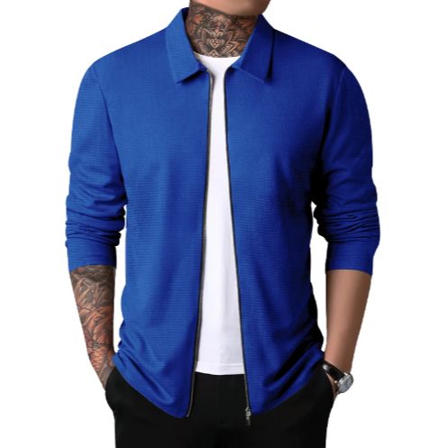 Herre Cardigan med Krave og Lynlås 6