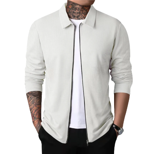 Herre Cardigan med Krave og Lynlås 7