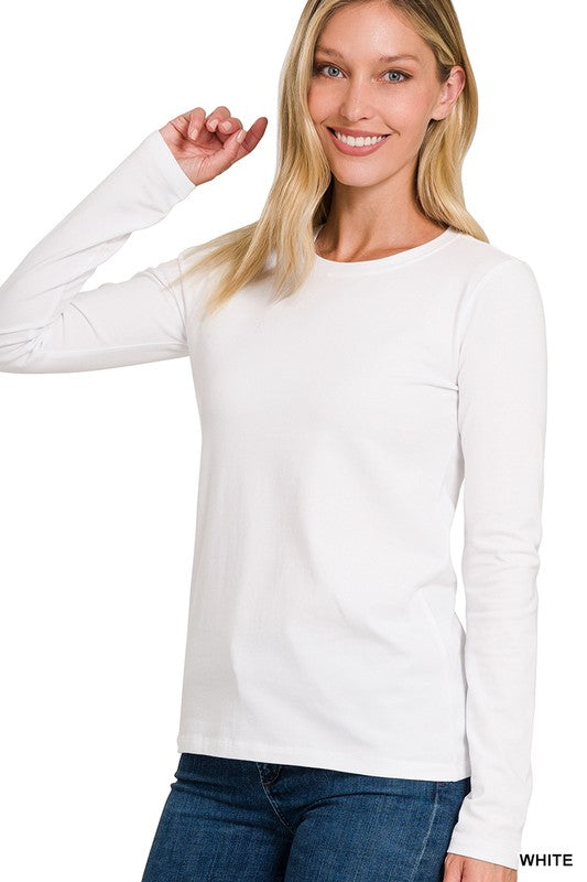 Herre Crew Neck Langærmet T-Shirt Hvid 0
