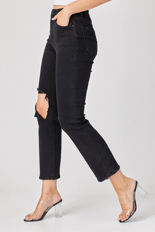 Herre Denim Jeans Afslappet Distressed Sort 2