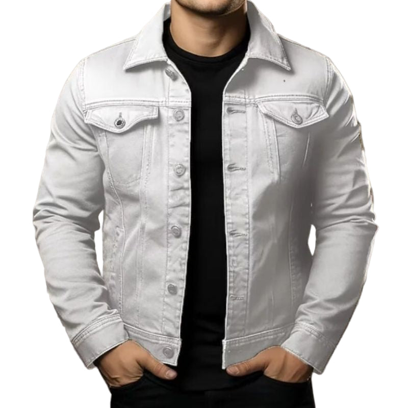 Herre Denimjakke Moderne Stil 0