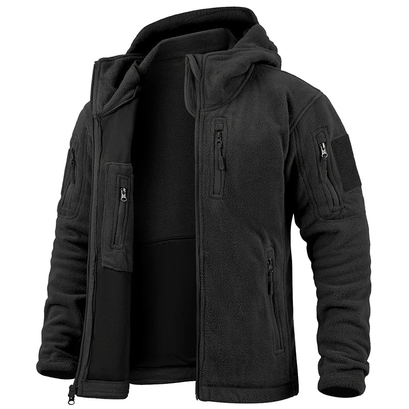 Herre Fleece Jakke Med Hætte og Flere Lommer 1