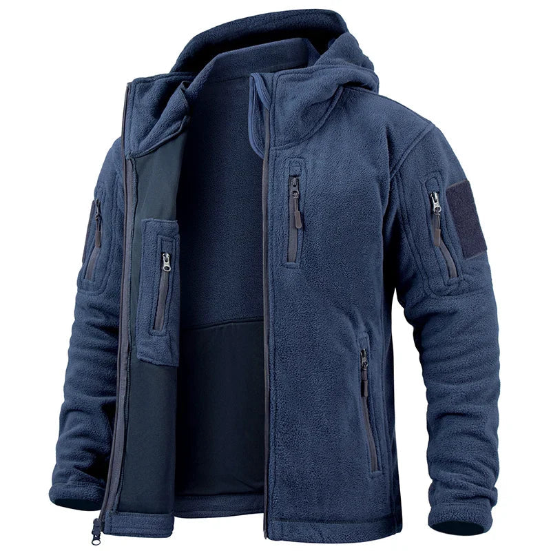 Herre Fleece Jakke Med Hætte og Flere Lommer 4
