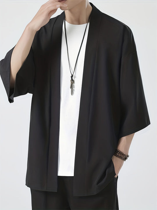 Herre Kimono i Japansk Stil med Åben Front 0