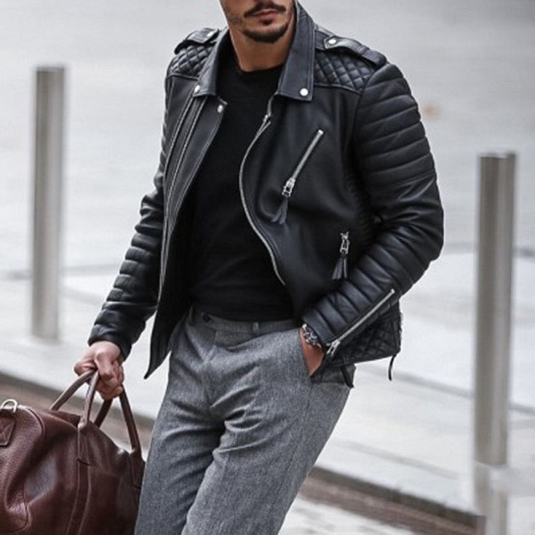 Herre Læderjakke Stilfuld Design 3